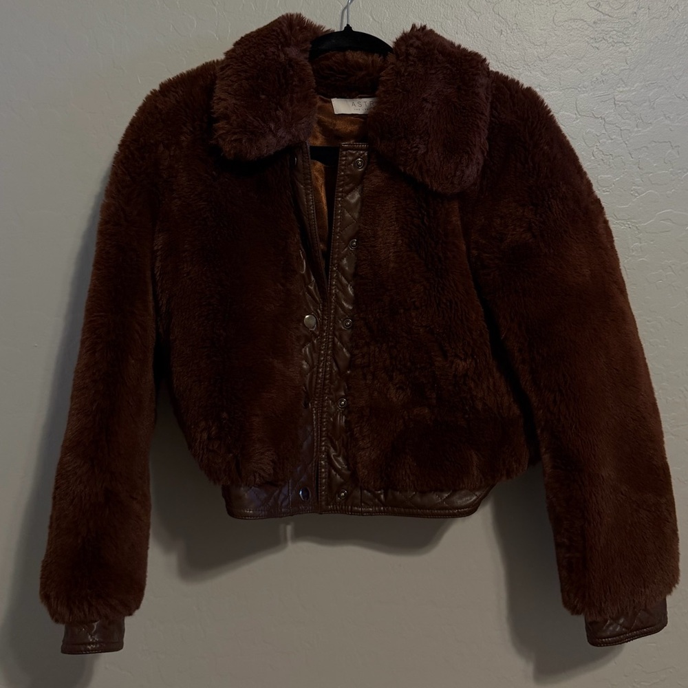 ASTR The Label Faux Fur Brown Patricia Jacket